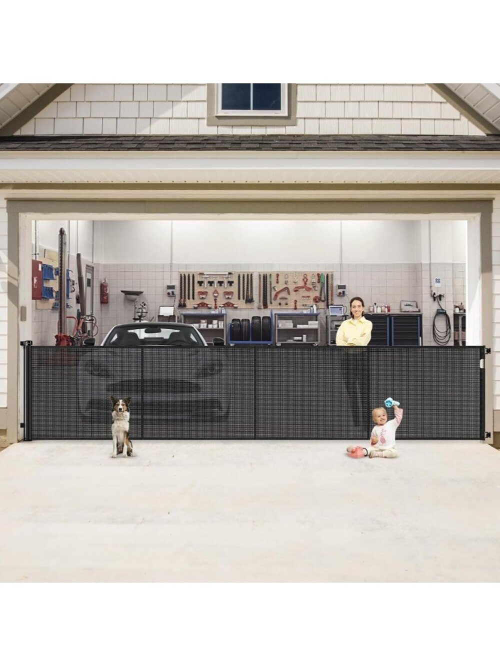 Extra Wide 200-Inch Retractable Baby Gate - Indoor/Outdoor Mesh Barrier for